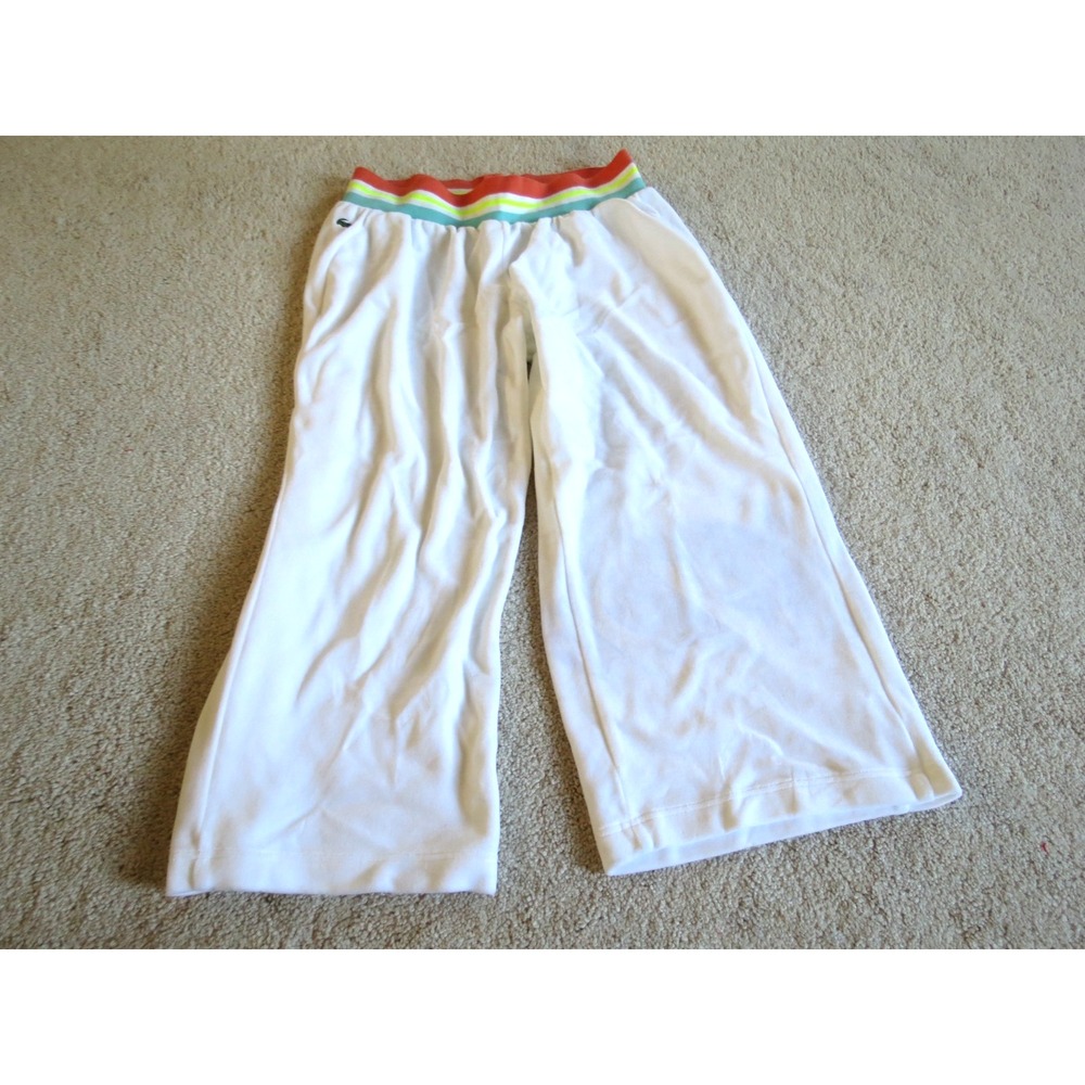 Womens Lacoste White Rainbow Striped Waist Sweatpants Size 42 y2k